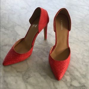Red snake skin Express Heels